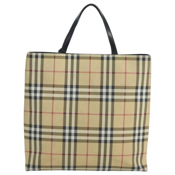 BURBERRY Nova Check Hand Bag PVC Beige Auth 105133 - Picture 3 of 16